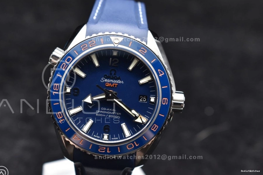 Strap GMT Ceramic Clone Ocean Bezel on Blue Blue 600M Dial Rubber Trendsetting Co-Axial Planet VSF Edition Best 1009 1:1 Super 43.5mm A8605 1219